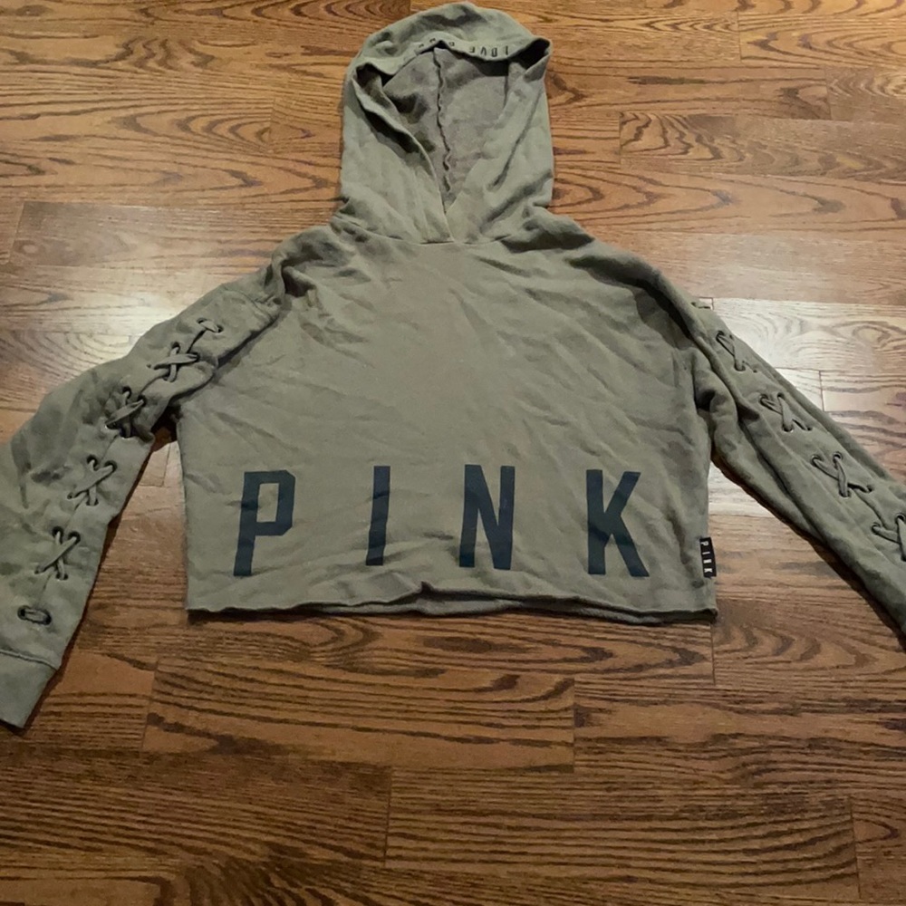 PINK Green Cropped Sweater